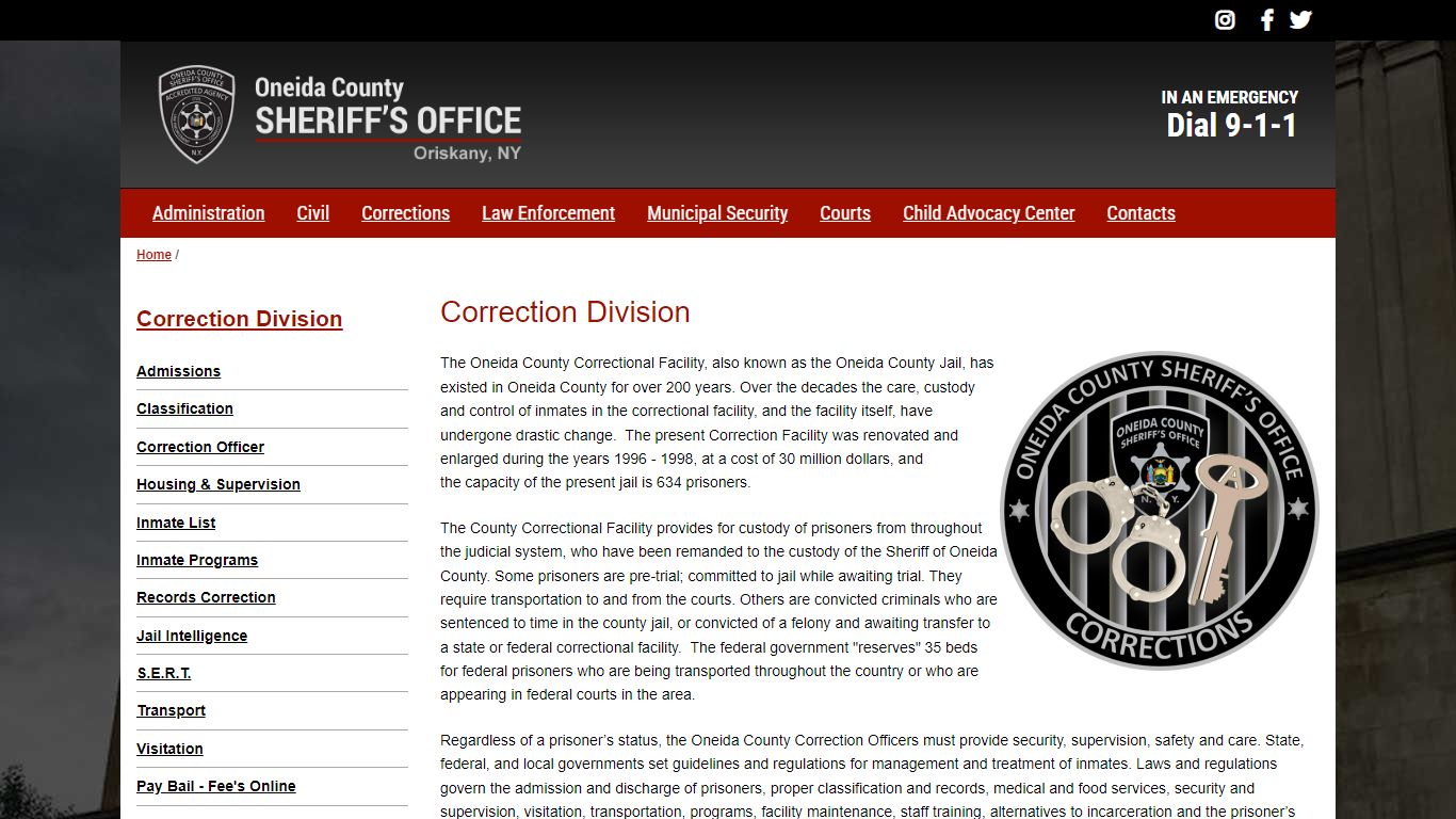 Correction Division | Oneida County Sheriff