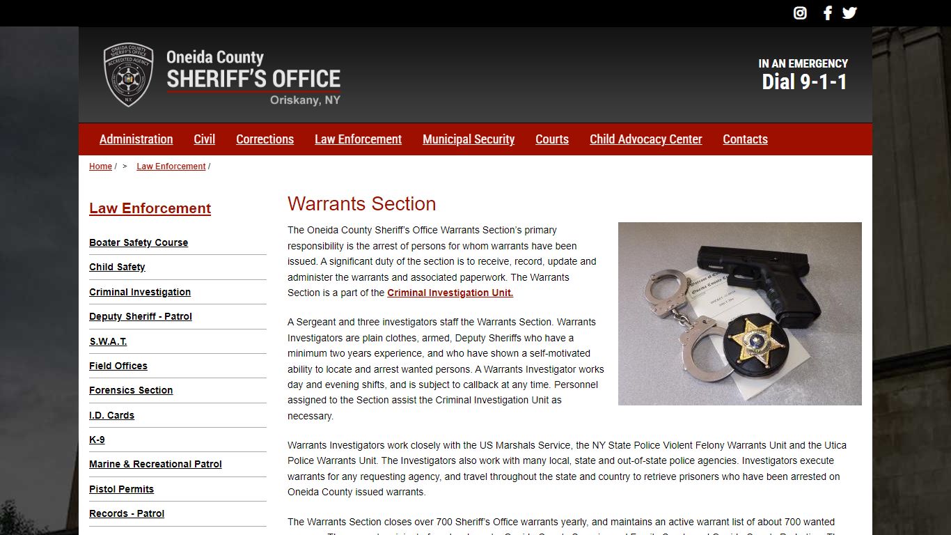 Warrants Section | Oneida County Sheriff